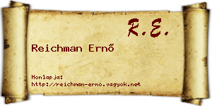 Reichman Ernő névjegykártya